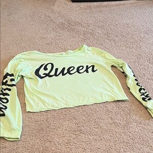 Queen Lime Green Long Sleeve Crop Top